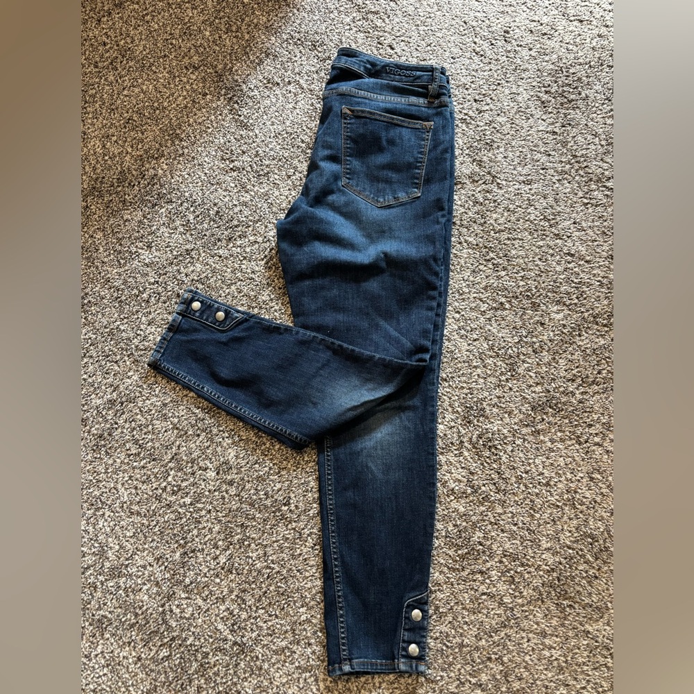 Vigoss Dark Blue Ankle Skinny Jeans with Snap Hem